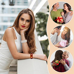 2шт. двухцветные акриловые браслеты для женщин BJEW-UN0001-75