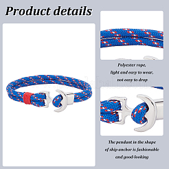 9шт. набор из двухцветных браслетов для выживания из полиэфирного шнура с застежками-якорями из сплава BJEW-AN0001-59