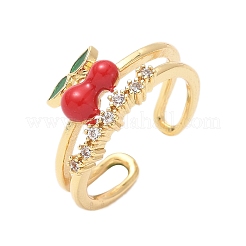 Латунные микропаве прозрачные кубические циркониевые эмалевые регулируемые манжеты для женщин&nbsp;RJEW-G350-01F-G