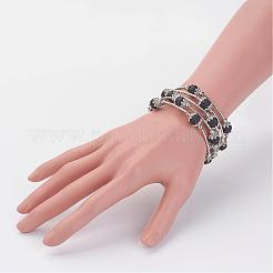 Fünf Schlaufen wickeln Lava Rock Perlen Armbänder&nbsp;BJEW-JB02920