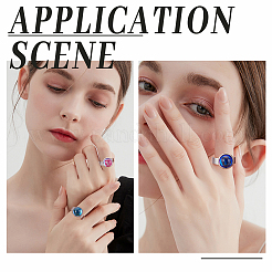 16 шт. 8-х цветное полукруглое регулируемое кольцо из стекла K9 RJEW-DC0001-13