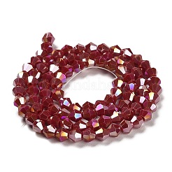 Brins de perles de verre galvanisées de couleur unie opaque&nbsp;LS-EGLA-A039-P4mm-B01