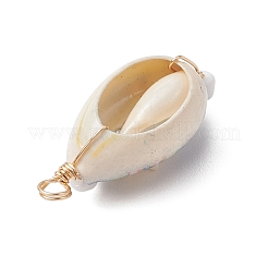 Подвески из натуральной ракушки каури с медной проволокой PALLOY-JF03111