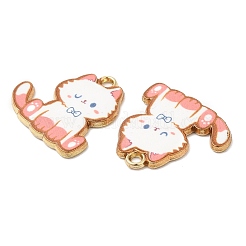 合金エナメルチャーム  カドミウムフリー＆ニッケルフリー＆鉛フリー  ゴールドカラー  猫のチャーム  鮭色  19.5x19.5x1.5mm  穴：1.8mm&nbsp;LS-FIND-C037-20G-03