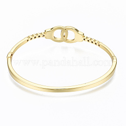 Браслеты из латуни с прозрачным кубическим цирконием в микропаве&nbsp;BJEW-T018-02G-NF