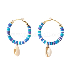 Большое кольцо с подвесками из ракушек каури EJEW-JE04732