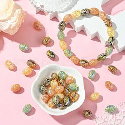 50шт золотистые металлические непрозрачные акриловые бусины с инкрустацией OACR-CJ0001-78