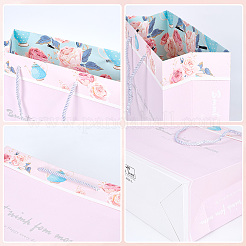 2 шт. 2-цветные прямоугольные бумажные пакеты с цветочным принтом на тему Дня святого Валентина и веревочной ручкой&nbsp;ABAG-SP0001-27