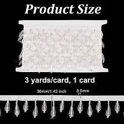 Bordure à franges en perles de verre en forme de larme&nbsp;DIY-WH0588-12