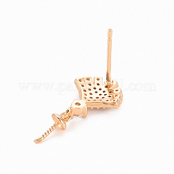 Серьги из латуни с микропейвом и прозрачным фианитом KK-T062-209G-NF