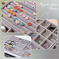12 Gitter Rechteck Holz mit Samt bedeckt Schmuck Schmuck Display Tabletts&nbsp;AJEW-WH20054-062F-02