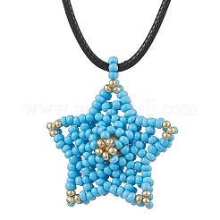 Collane con ciondolo a forma di stella con perline di vetro&nbsp;NJEW-MZ00081-02