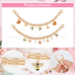 Эмаль из сплава ромашки/пчелы и АБС-пластик с подвеской из искусственного жемчуга AJEW-AB00121