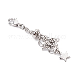 3 pz 304 sacchetto in macramè in acciaio inossidabile con supporto per pietre vuote e decorazioni pendenti&nbsp;HJEW-JM04380-02
