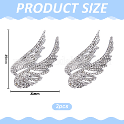 2 шт. броши из цинкового сплава со стразами в виде крыльев ангела для рюкзака&nbsp;JEWB-WR0001-12P