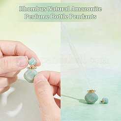 2 шт. 2-х цветные подвески-бутылки для духов из натурального амазонита в форме ромба G-UN0001-19B