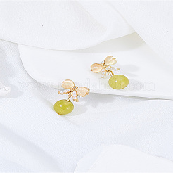 1 пара сережек-гвоздиков из цинкового сплава со стеклянными висячими украшениями&nbsp;EJEW-LP0007-045