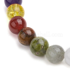 Браслеты из натуральных и синтетических смешанных драгоценных камней с круглыми бусинами для женщин и мужчин BJEW-JB11556