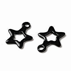 スプレー塗装された201ステンレススチールチャーム  スターのチャーム  ブラック  10.5x9x1mm  穴：1.2mm&nbsp;STAS-G304-29A