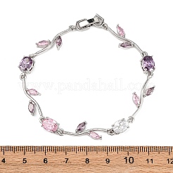 Браслеты из латуни с микропаве и фианитами для женщин BJEW-H209-03P