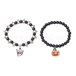 2 шт. браслеты с подвесками из сплава и эмали на Хэллоуин&nbsp;BJEW-JB12011