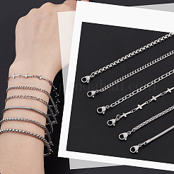 6шт 6 стиля браслетов-цепочек из нержавеющей стали 304 BJEW-GA0001-18