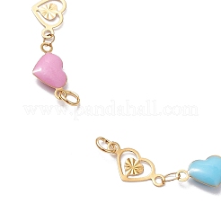 Изготовление браслета-цепочки в форме сердца из нержавеющей стали 304 с цветной эмалью&nbsp;AJEW-JB01304