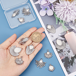 12 шт. 6 стиля подвески из нержавеющей стали 304 с кабошонами&nbsp;STAS-UN0042-14