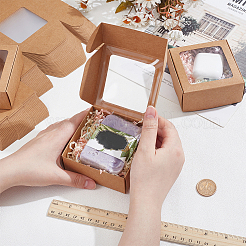 Складные креативные почтовые коробки из крафт-бумаги с видимым окном&nbsp;LS-CON-WH0113-08B-02