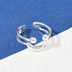 925 регулируемое кольцо-манжета из стерлингового серебра для женщин RJEW-G351-02S
