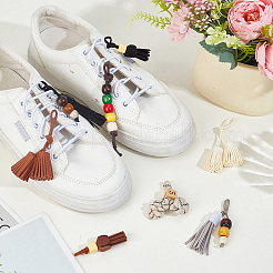 8 pz ciondoli per scarpe con nappa in pelle PU e perline in resina&nbsp;DIY-SP0007-53