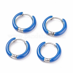 Массивные серьги-кольца Huggie Hoop из двухцветной нержавеющей стали 304 с эмалью для женщин EJEW-C043-11-P