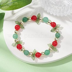 Эластичный браслет из натурального малайзийского нефрита и зеленого авантюрина&nbsp;BJEW-JB09759-02