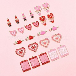 24 шт. 12 стиля ко Дню святого Валентина подвески из эмалевого сплава с покрытием ENAM-FS0002-56