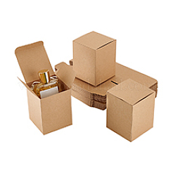 クラフト紙梱包用メール便箱  長方形  バリーウッド  7.6x7.6x10cm&nbsp;CON-WH0816-019