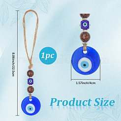 1 pendentif décoratif en verre bleu contre le mauvais œil&nbsp;HJEW-CN0001-42B