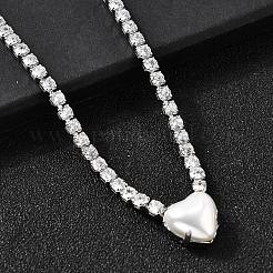 Теннисные ожерелья с прозрачными кубическими цирконами и латунным паве NJEW-K287-02P