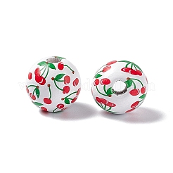 Европейские бусины из дерева с фруктовым принтом WOOD-G013-01C