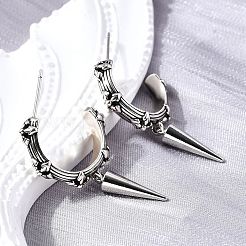 Серьги-гвоздики из латуни в форме буквы С с конусом EJEW-S261-06G