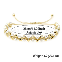 Braccialetti intrecciati a mano con perle finte e perline rotonde in ottone.&nbsp;DK1363