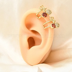 Boucles d'oreilles manchette en laiton cerise serties de micro-pavés de zirconiums cubiques&nbsp;LS-EJEW-C186-13G