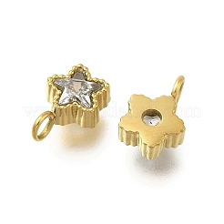 Dijes de circonita cúbica micropavé de acero inoxidable 304&nbsp;LS-STAS-U027-02G-01