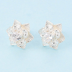 Серьги-гвоздики с прозрачным паве из латуни с кубическим цирконием KK-T077-20S