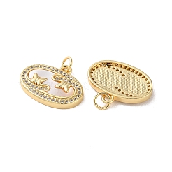 Pendenti in zirconi cubici trasparenti in micro pavè di ottone&nbsp;KK-B083-20G-04