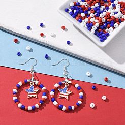 300 г 6500 шт. 3 цвета стеклянный бисер на день независимости SEED-LS0001-01