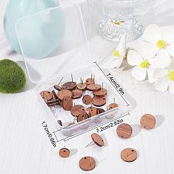 20 пара плоских круглых сережек-гвоздиков из орехового дерева 2 размера FIND-SC0003-93