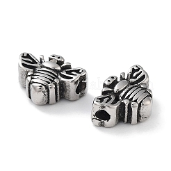 304ステンレススチールビーズ  蜂  アンティークシルバー  7x9.5x4mm  穴：1.6mm&nbsp;STAS-M057-34AS