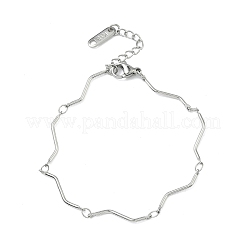 ツイスト304ステンレススチールリンクバーチェーンブレスレット（女性用）  ステンレス鋼色  内径：6.30インチ（16cm）&nbsp;BJEW-D456-04P