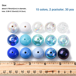 30 Stück transparente und undurchsichtige Acrylperlen in 15 Farben.&nbsp;MACR-FP0001-18
