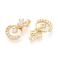 Pendentifs avec zircon cubiques à micro-pavés en laiton&nbsp;KK-N272-09G